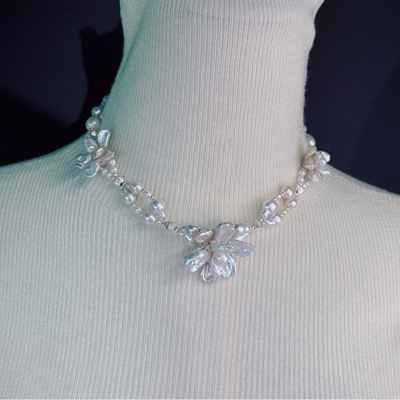 X528 Handmade Freshwater Baroque Pearl Choker Necklace - Picture 6 of 8